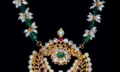 indian pearl jewellery designs catalogue emerald beads mala