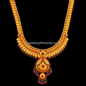 antique-gold-mango-haram-with-pendant-design