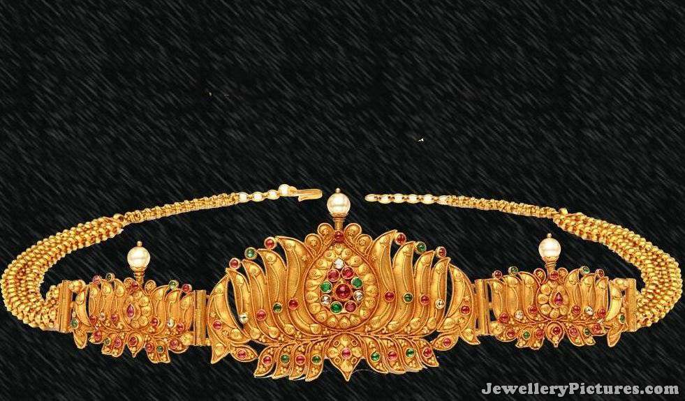 Light Weight Hip chain for Wedding Latest Gold Polished Vaddanam