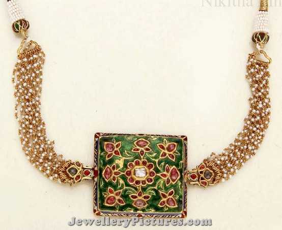 nizam jewellery choker with pearls