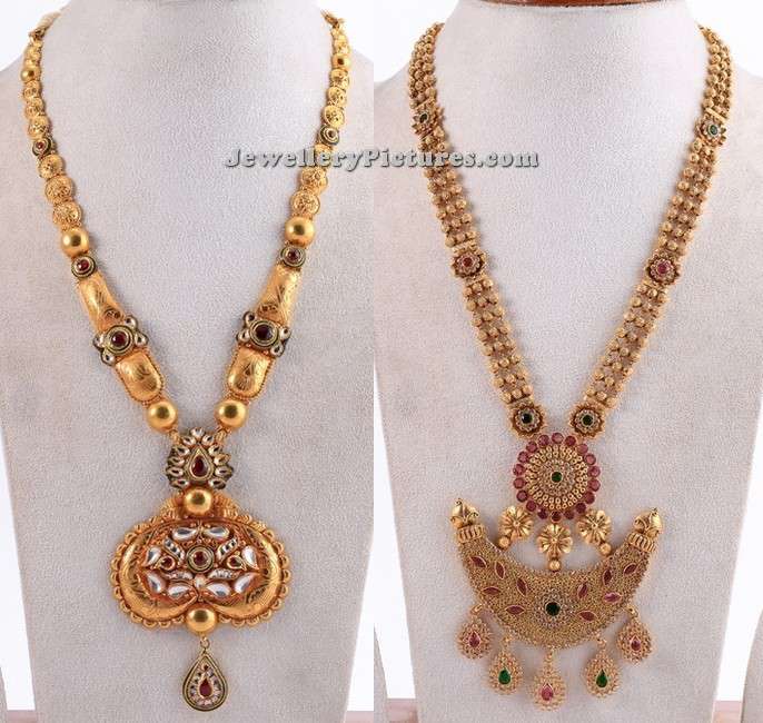 latest gold long necklace designs in 50 grams