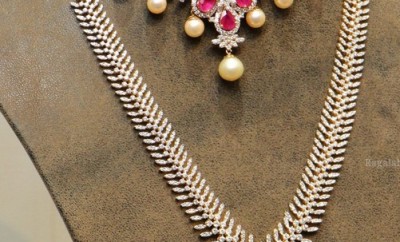 diamond long chain necklace set