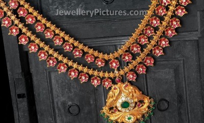 Ruby necklace in floral design