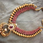Ruby gold beads necklace