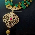 Beads gold chain diamond pendant