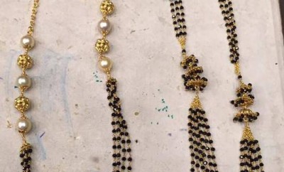 multi strand black beads