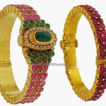 Gold Kada Designs Studded with Rubies