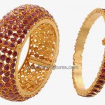 Latest Gold Kada Designs with Rubies