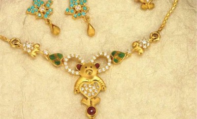 teddy bear gold necklace designs for babies