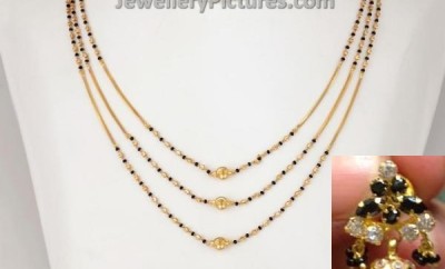 Black Beads Earrings and chain - Jewellery Designs