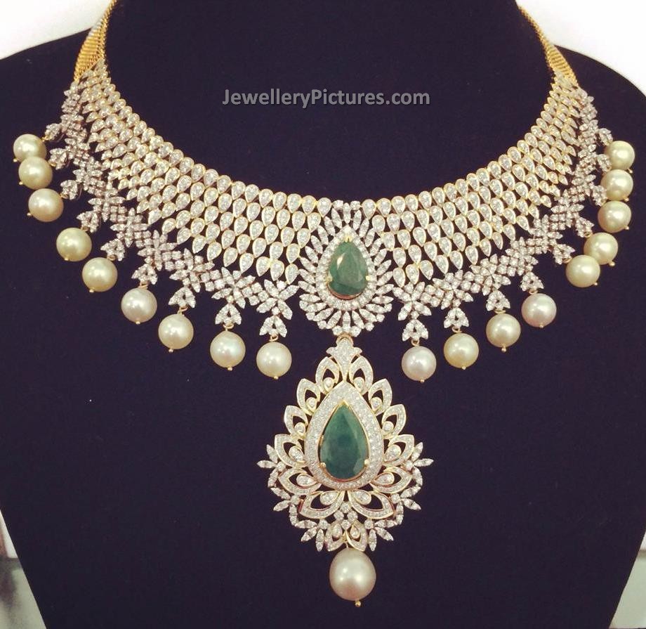 Bridal diamond Necklace Designs - Jewellery Designs
