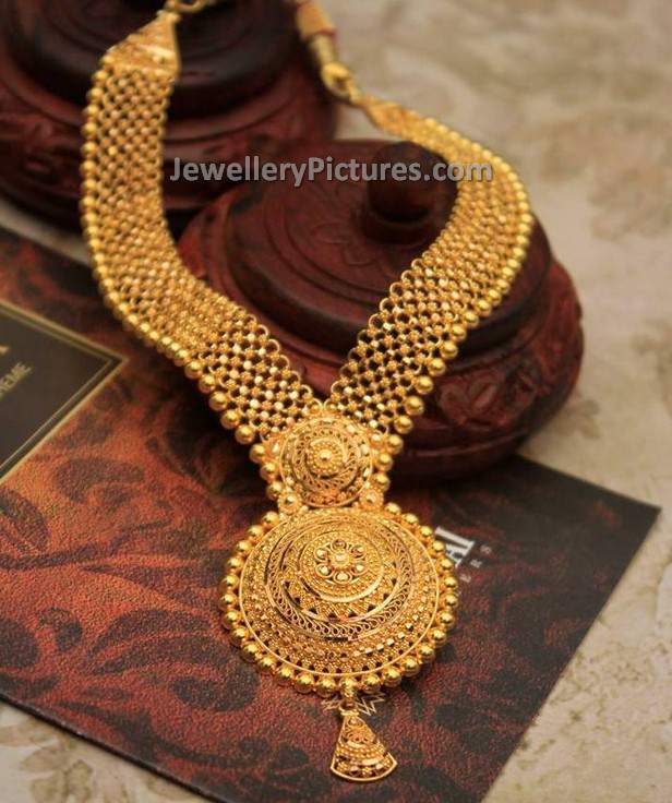 Gold Haram Designs With Weight - Jewellery Designs