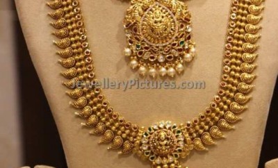 south indian bridal jewellery design mango haram necklace