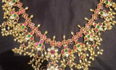 pearls guttapusalu necklace designs with golden pearls