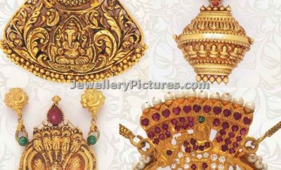 nakshi work gold pendants with krishna design