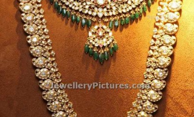 mango polki haram designs with polki necklace bridal jewellery set