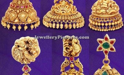 gold temple jhumkas designs